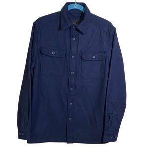 Christian Lacroix Wool Blend Shirt Jacket Long Sleeve Button Front Navy Blue